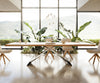 Dining Table Olympus Live Edge 300cm Oak Wood Natural V Frame Black 50mm Top