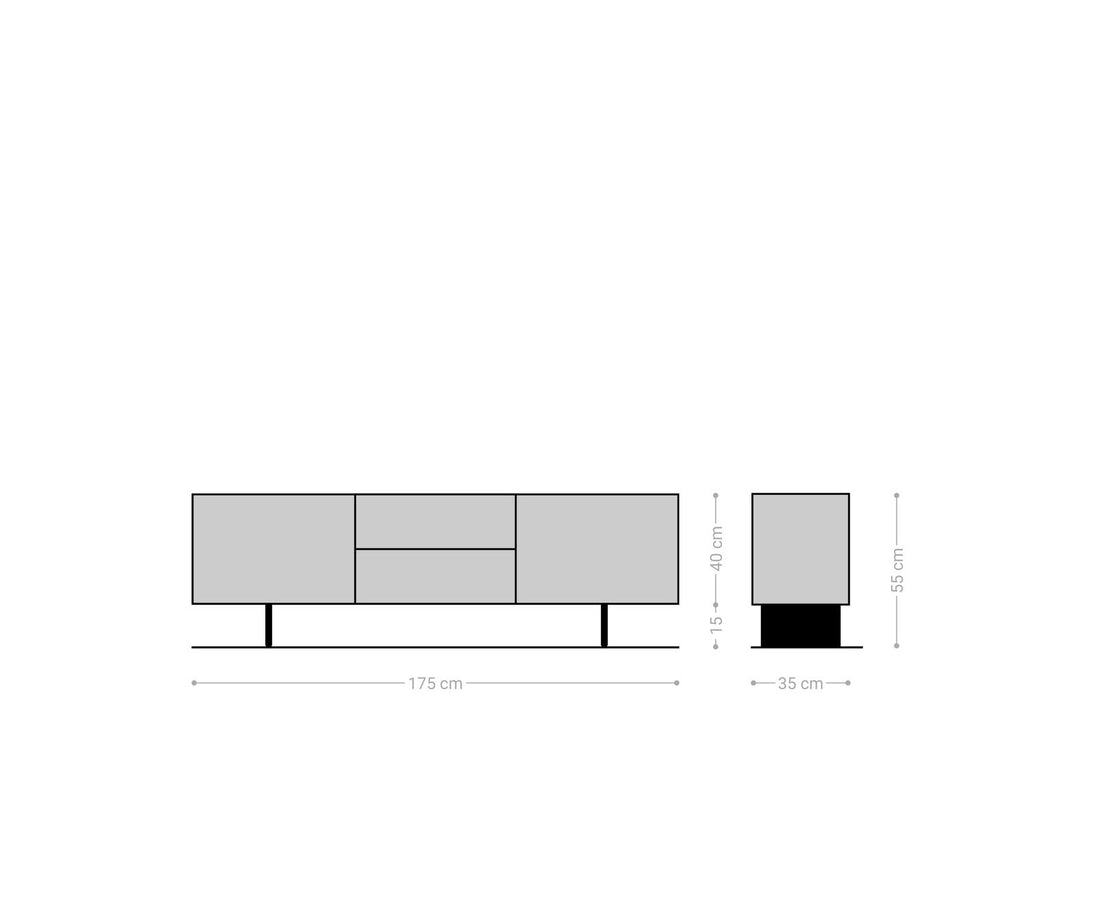 TV Stand Solu 175cm Oak Wood Natural 2 Doors 2 Drawers 3D Front