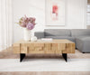 Coffee Table Puzzle 120cm 4 Drawers Oak Wood Natural Narrow Feet Black