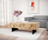 Coffee Table Puzzle 120cm 4 Drawers Oak Wood Natural Narrow Feet Black