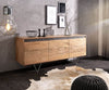 Sideboard Stonegrace 175cm Acacia Wood Natural 3 Doors Stone Veneer V-Foot Metal Silver