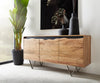 Sideboard Stonegrace 147x45cm Acacia Wood Natural 3 Doors Stone Veneer V-Foot Metal Silver