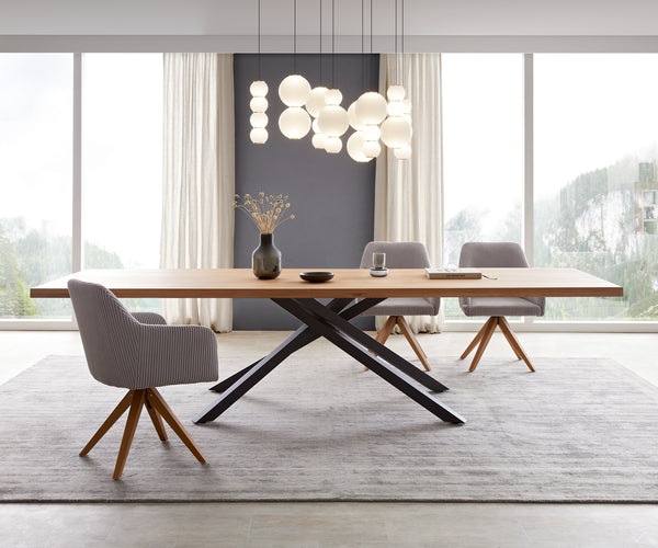 Dining Table Olympus 300x100cm Oak Wood Natural Cross Frame Black