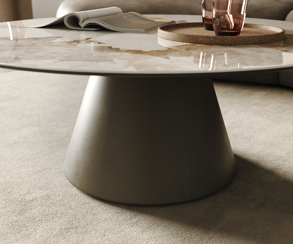 Round Coffee Table Aurora Ceramic 100cm White Beige