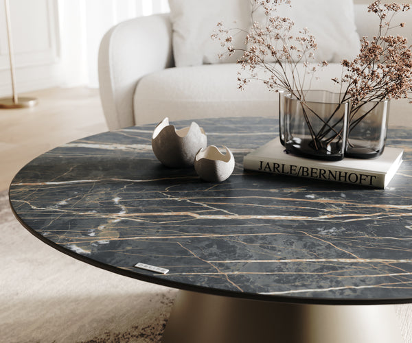 Round Coffee Table Aurora Ceramic 100cm Brown