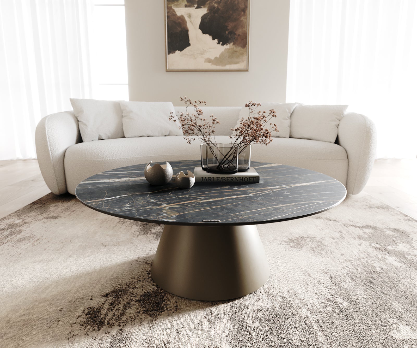Round Coffee Table Aurora Ceramic 100cm Brown
