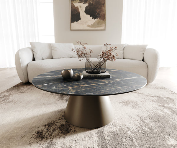 Round Coffee Table Aurora Ceramic 100cm Brown