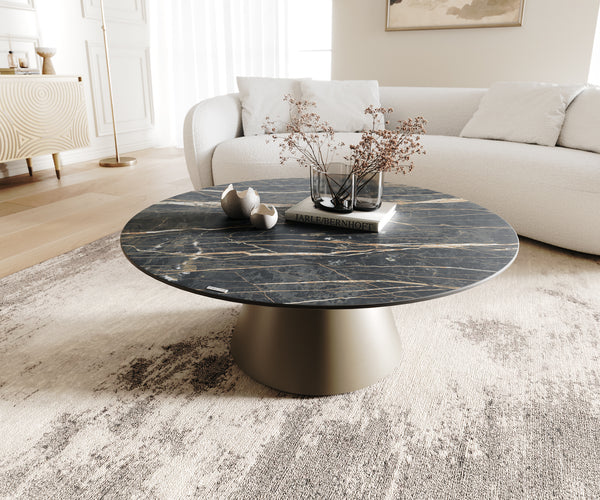 Round Coffee Table Aurora Ceramic 100cm Brown