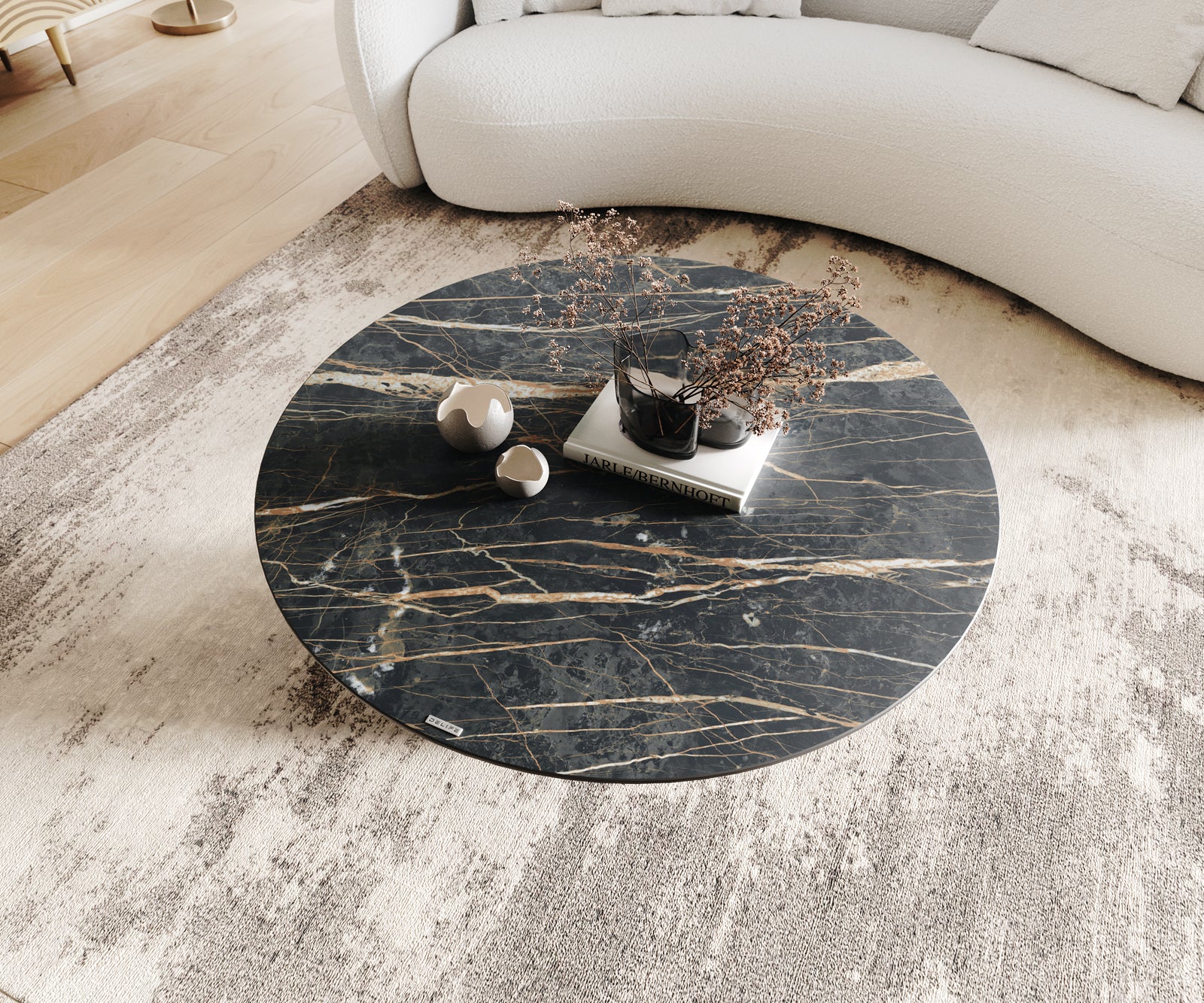 Round Coffee Table Aurora Ceramic 100cm Brown