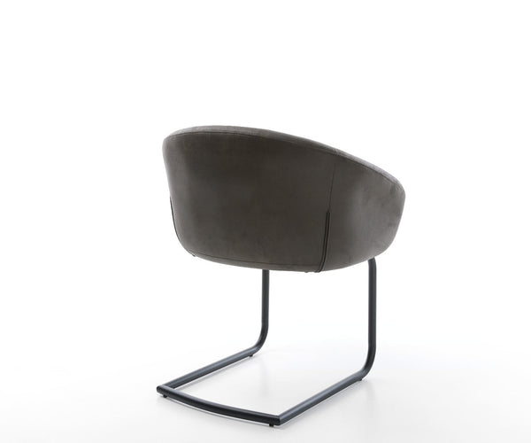 Dining Chair Vinka Microfiber Anthracite Vintage Cantilever Round Base Black Pocket Springs