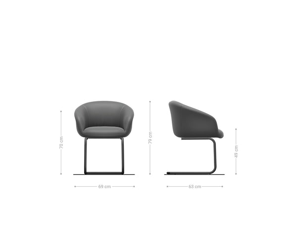 Dining Chair Vinka Microfiber Anthracite Vintage Cantilever Round Base Black Pocket Springs