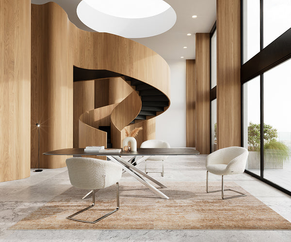 Dining Chair Vinka Bouclé White Cantilever Flat Base Silver Pocket Springs