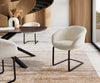 Dining Chair Vinka Bouclé White Cantilever Flat Base Black Pocket Springs