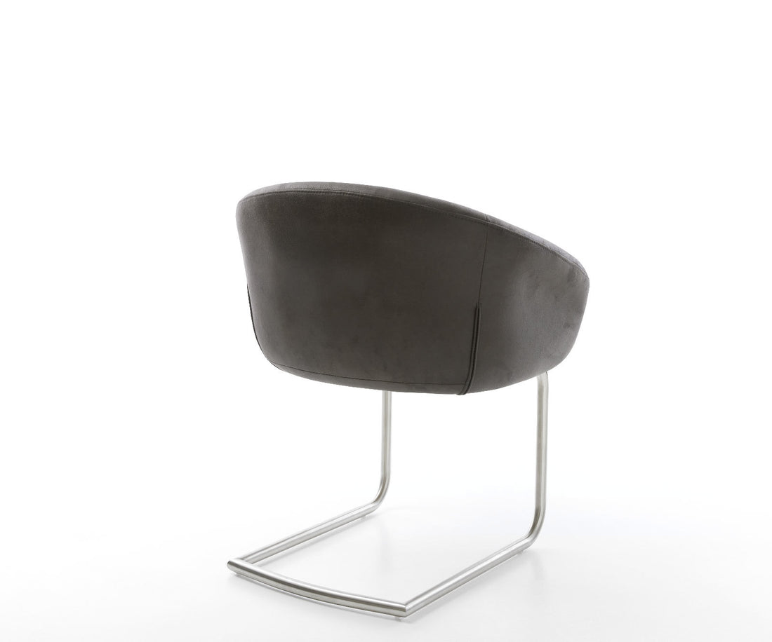 Dining Chair Vinka Microfiber Anthracite Vintage Cantilever Round Base Silver Pocket Springs