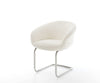 Dining Chair Vinka Bouclé White Cantilever Round Base Silver Pocket Springs