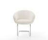 Dining Chair Vinka Bouclé White Cantilever Round Base Silver Pocket Springs