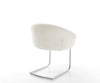 Dining Chair Vinka Bouclé White Cantilever Round Base Silver Pocket Springs
