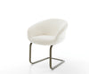Dining Chair Vinka Bouclé White Cantilever Flat Base Titanium Pocket Springs