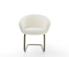 Dining Chair Vinka Bouclé White Cantilever Flat Base Titanium Pocket Springs