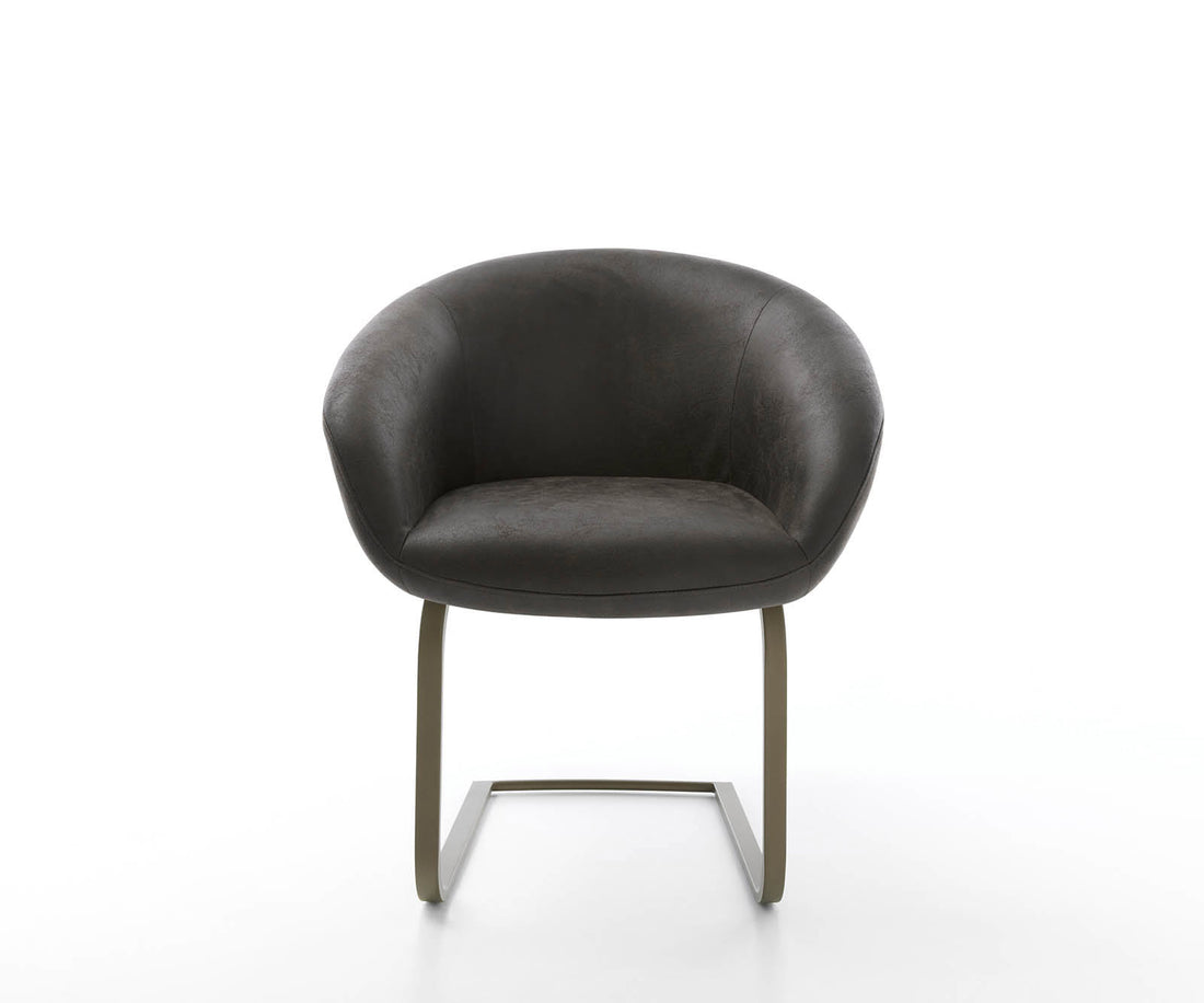 Dining Chair Vinka Microfiber Anthracite Vintage Cantilever Flat Base Titanium Pocket Springs