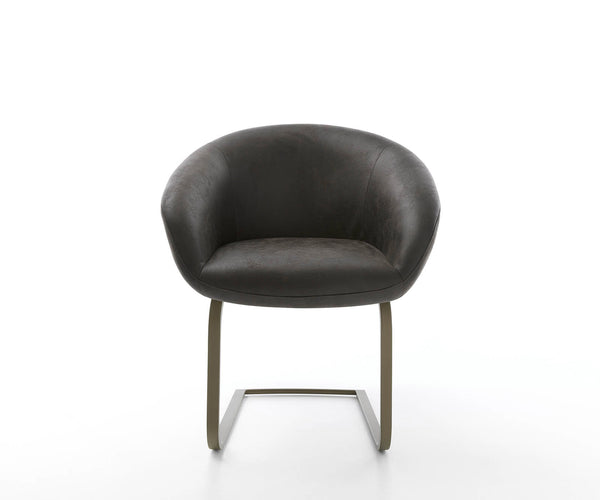 Dining Chair Vinka Microfiber Anthracite Vintage Cantilever Flat Base Titanium Pocket Springs