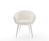 Dining Chair Vinka Bouclé White 4 Legs Base Silver Pocket Springs