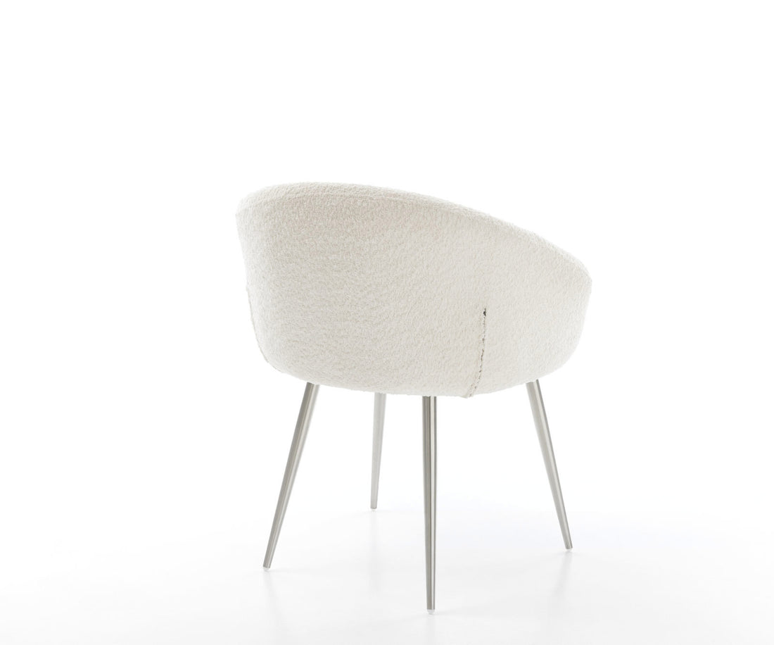 Dining Chair Vinka Bouclé White 4 Legs Base Silver Pocket Springs