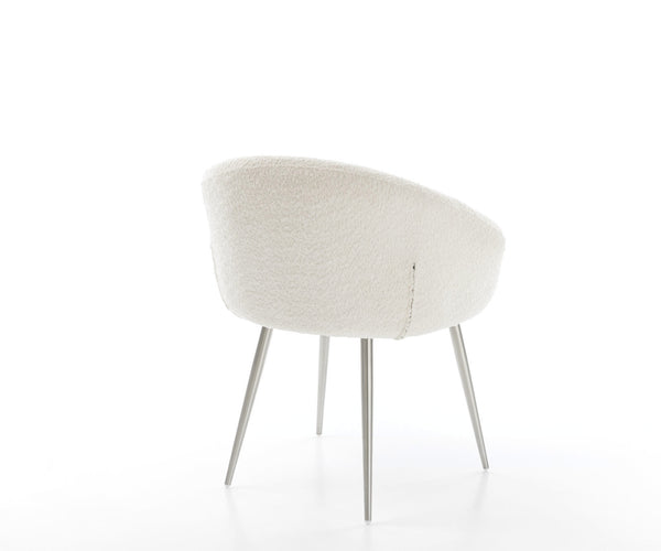 Dining Chair Vinka Bouclé White 4 Legs Base Silver Pocket Springs