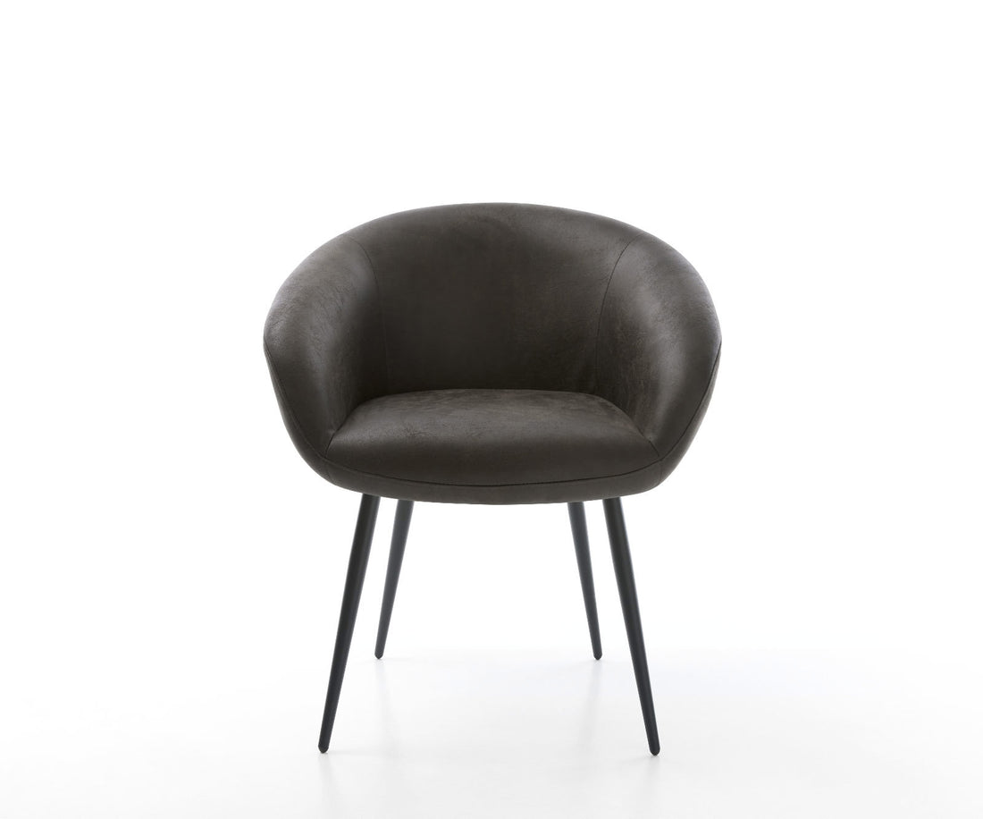 Dining Chair Vinka Microfiber Anthracite Vintage 4 Legs Base Black Pocket Springs