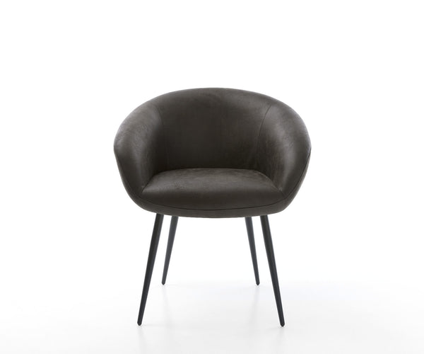 Dining Chair Vinka Microfiber Anthracite Vintage 4 Legs Base Black Pocket Springs