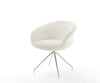 Dining Chair Vinka Bouclé White Cross Conical Base Silver 180° Swivel Pocket Springs