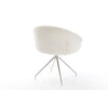 Dining Chair Vinka Bouclé White Cross Conical Base Silver 180° Swivel Pocket Springs
