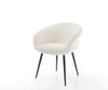 Dining Chair Vinka Bouclé White 4 Legs Base Black Pocket Springs