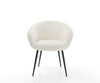 Dining Chair Vinka Bouclé White 4 Legs Base Black Pocket Springs