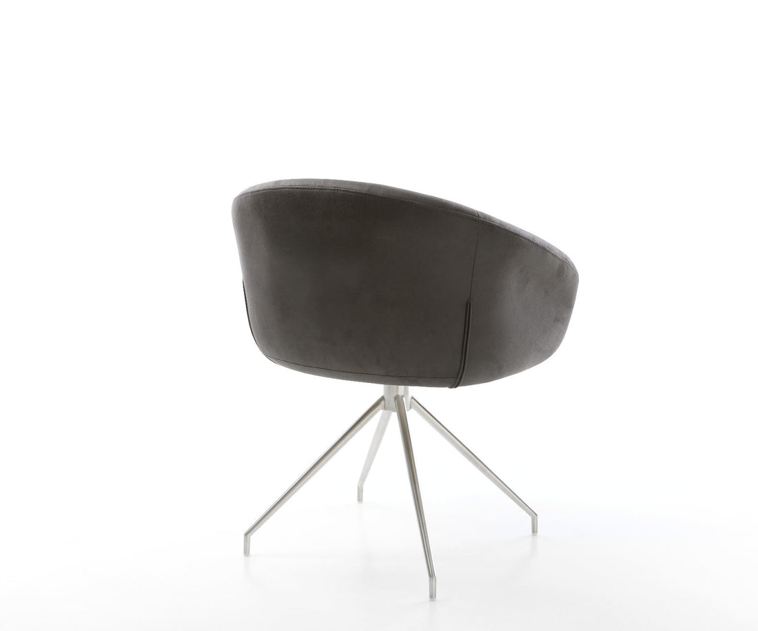 Dining Chair Vinka Microfiber Anthracite Vintage Cross Conical Base Silver 180° Swivel Pocket Springs