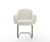 Dining Chair Nube Bouclé White Cantilever Flat Base Titanium Pocket Springs