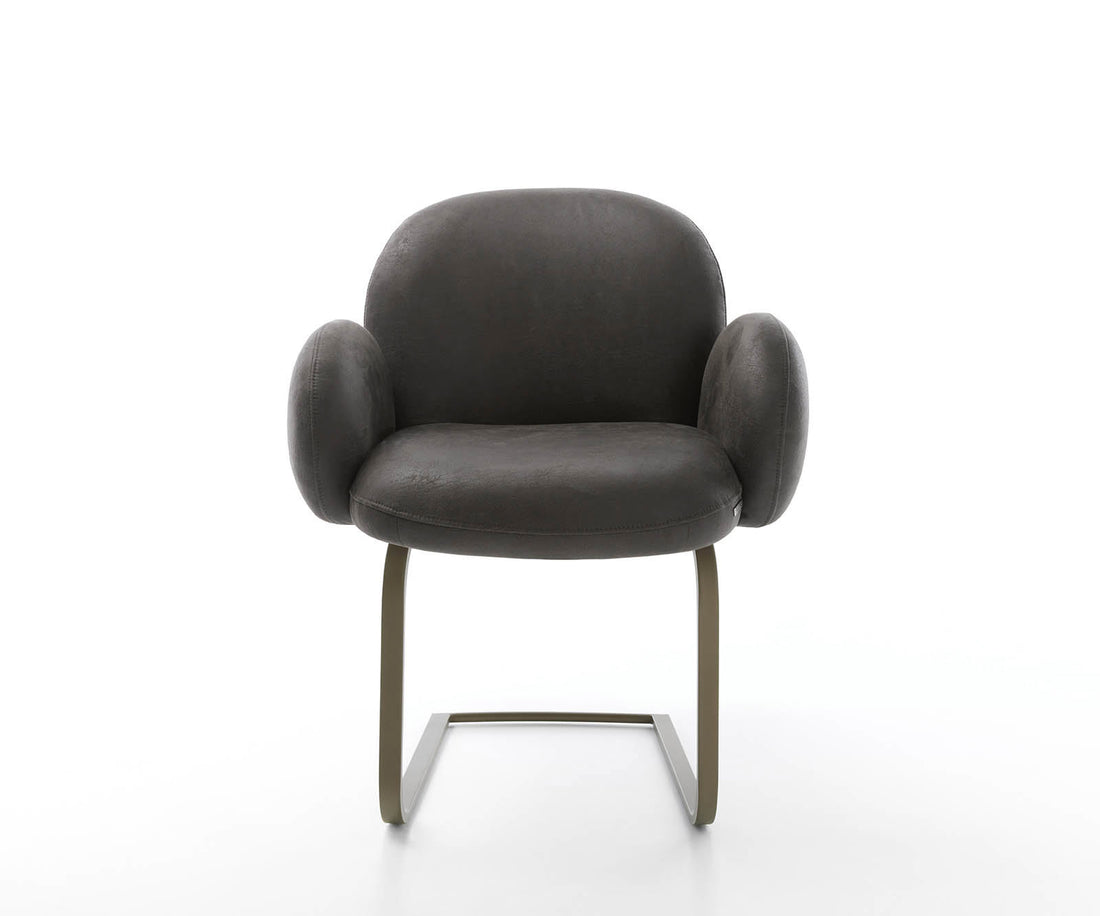 Dining Chair Nube Microfiber Anthracite Vintage Cantilever Flat Base Titanium Pocket Springs