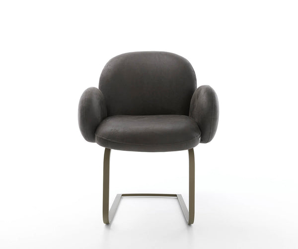 Dining Chair Nube Microfiber Anthracite Vintage Cantilever Flat Base Titanium Pocket Springs