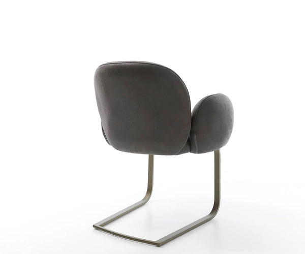 Dining Chair Nube Microfiber Anthracite Vintage Cantilever Flat Base Titanium Pocket Springs