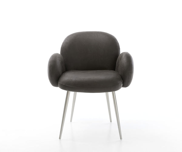 Dining Chair Nube Microfiber Anthracite Vintage 4 Legs Base Silver Pocket Springs