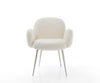 Dining Chair Nube Bouclé White 4 Legs Base Silver Pocket Springs