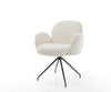 Dining Chair Nube Bouclé White Cross Conical Base Black 180° Swivel Pocket Springs