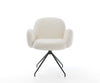 Dining Chair Nube Bouclé White Cross Conical Base Black 180° Swivel Pocket Springs