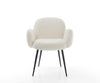 Dining Chair Nube Bouclé White 4 Legs Base Black Pocket Springs