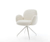 Dining Chair Nube Bouclé White Cross Conical Base Silver 180° Swivel Pocket Springs