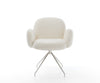 Dining Chair Nube Bouclé White Cross Conical Base Silver 180° Swivel Pocket Springs