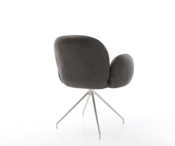 Dining Chair Nube Microfiber Anthracite Vintage Cross Conical Base Silver 180° Swivel Pocket Springs