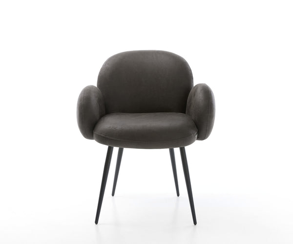 Dining Chair Nube Microfiber Anthracite Vintage 4 Legs Base Black Pocket Springs