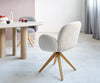 Dining Chair Nube Bouclé White Cross Angular Base Wooden 180° Swivel Pocket Springs
