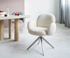 Dining Chair Nube Bouclé White Cross Base 360° Swivel Silver Pocket Springs